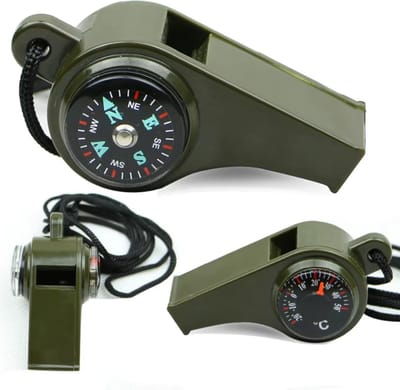 Actie4you® - Survival fluit - 3 in 1 - Met Kompas en Tempratuurmeter - Outdoor – Groen
