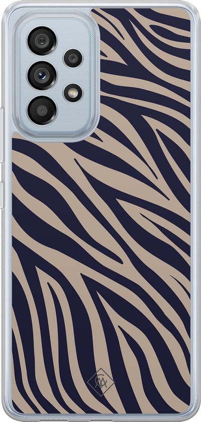 Casimoda® hoesje - Geschikt voor Samsung Galaxy A53 - Wavy Twist - 2-in-1 case - Schokbestendig - Natuur - Verhoogde randen - Blauw, Transparant
