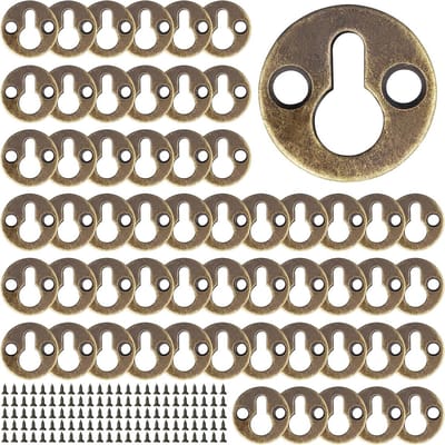 Ronde sleutelgat haken voor het ophangen van kunst, foto's en spiegels - 60 stuks met schroeven (25mm, bronzen kleur)
