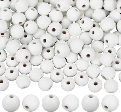 PandaHall l 160 stuks ronde houten kralen 20 mm witte natuurlijke houten gepolijste afstandskralen ambachtelijke kraal rustieke boerderij houten kralen voor ketting armband sieraden maken slinger