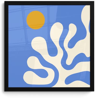 Poster in lijst - Fotolijst 40x40 cm - Posters - Minimalistisch - Organisch patroon - Blauw - Posterlijst zwart - Decoratie - Wanddecoratie woonkamer - Muurdecoratie slaapkamer