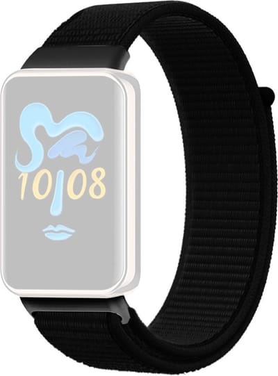 Strap-it Nylon bandje met klittenbandsluiting - geschikt voor de Honor Band 9 (zwart)
