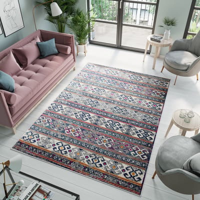 Tapiso Denver Vloerkleed Grijs Laagpolig Ethno Tapijt Maat- 120x170