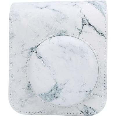 Direct Klaar Camera PU Lederen Beschermhoes Universele Filmcamera Reistas Marmering met Riem white