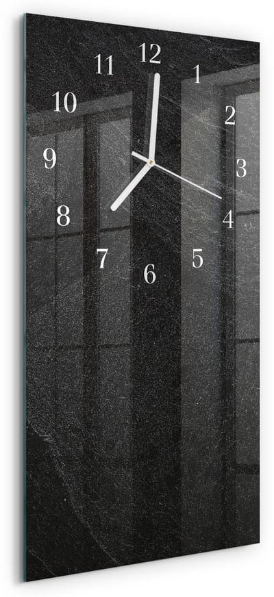 Tulup Wandklok - Marmer Decoratieve Glazen Klok - 30x60 cm - Grijs Glazen Wandklok Design - Witte Handen - Rechthoekige Wandklok - Decoratieve Glazen Klok - Glazen Wandklok Design