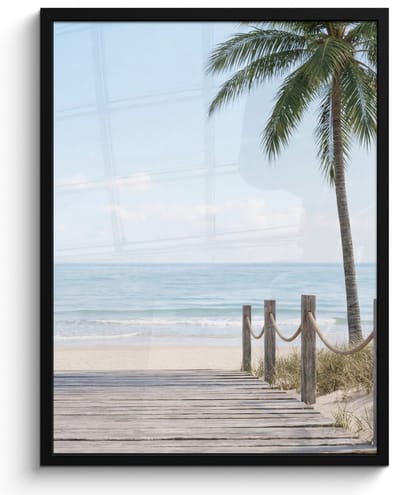 Poster in lijst - Fotolijst 60x80 cm - Posters - Palmbomen - Pad - Horizon - Posterlijst zwart - Decoratie - Wanddecoratie woonkamer - Muurdecoratie slaapkamer