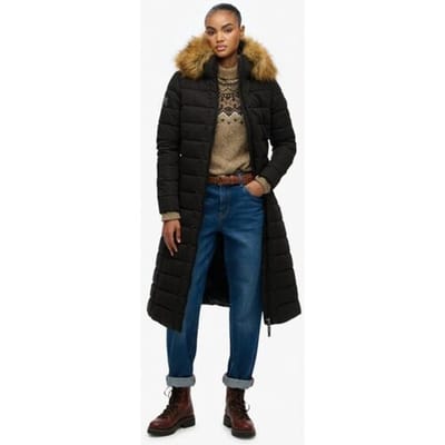 Superdry Arctic Longline Pufferjas Black Grootte: 38
