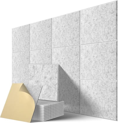 Geluidsabsorberende Panelen 12-Delig - Zelfklevende Wandpanelen - Geluidsisolatie - Geluiddemping - Stylisch Design - 30x30 Cm - Polyester - Eenvoudig Te Plakken - Voor Kantoor - Studio - Thuiswerkplek