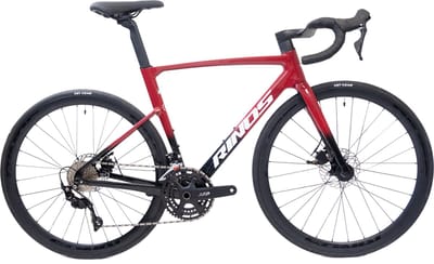 Rinos Odin3 Carbon Road - RaceFiets - met UCI Frameset - met SHIMANO 105 ST-R7000 - 22 versnellingen en schijfremmen - lichte fiets voor dames en heren - 700 x 40C - Zwart Rood XS-50