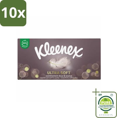 10 x Kleenex Tissues Ultra Soft 64 stuks per verpakking - Grootverpakking - Kleenex Ultrasoft Tissues - Zachte Tijden - Verkoudheid - Gezicht Opfrissen - Gevoelige Huid