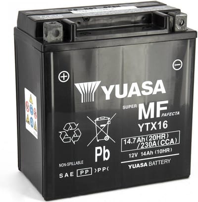 accu yuasa voor motor kawasaki 1500 vn tourer 1998 tot 2000 ytx16-bs / ytx16 / 12v 14.7ah nieuw