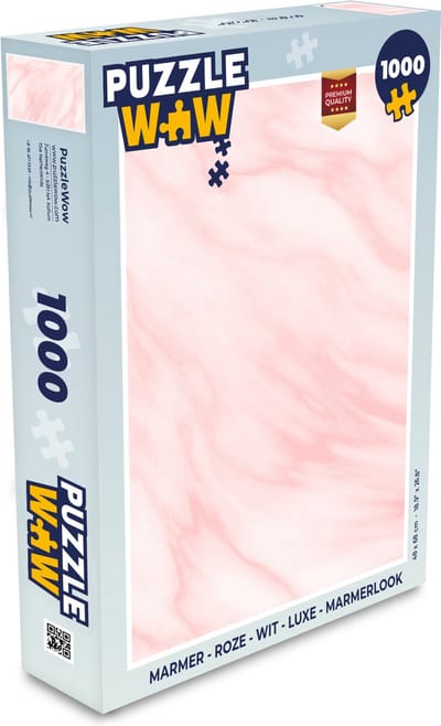 Puzzel Marmer - Roze - Wit - Luxe - Marmerlook - Legpuzzel - Puzzel 1000 stukjes volwassenen