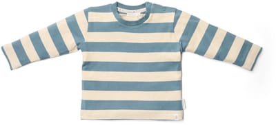 Little Dutch – Shirt lange mouw – blauw/zand gestreept met knoopjes – maat 104 – Forest Friends