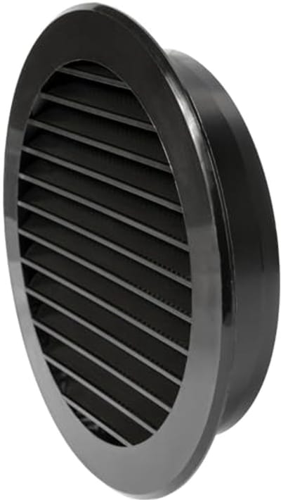 Ronde Ontluchtingsafdekking met Muggennet voor Ventilatie - 15,8 cm Zwart