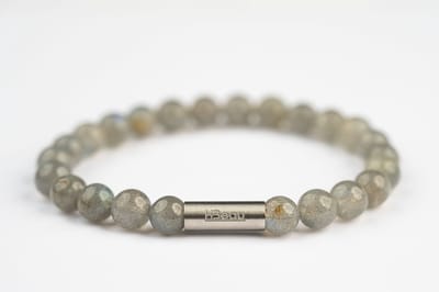 H-Beau - Handgemaakte Armband van Edelstenen - Natuurstenen – Labradoriet - Kralen - 8mm - lengte 21cm - Gepolijst – Grijs - Groen - RVS Kraal - Heren - Unisex - Sterrenbeeld - Horoscoop - Leeuw - Schorpioen – Boogschutter