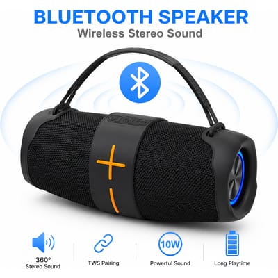 10W draagbare 5.1 Bluetooth-luidspreker, waterdicht met krachtige bas, 360 °   Stereo draadloze speaker, TWS, IPX6. RGB-modus. Lange afstand, Bluetooth-luidspreker voor thuis, buiten en op reis