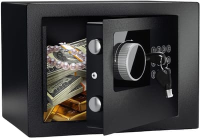 Kluis Elektronische Kluis van Staal met Digitaal Cijferslot 18x24x21 cm - Kluisje met Cijferslot Veilig Opbergen van Geld en Waardevolle Spullen - Geldkluis Zwart Compact Design voor Thuis en Kantoor