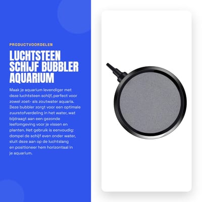 Dailygoods- Luchtsteen Schijf Bubbel Diffuser - Aquarium/Vijver - Bubbler voor Zoet- en Zoutwater - Robuust en Duurzaam - Fijne Bellen voor Zuurstofvervanging