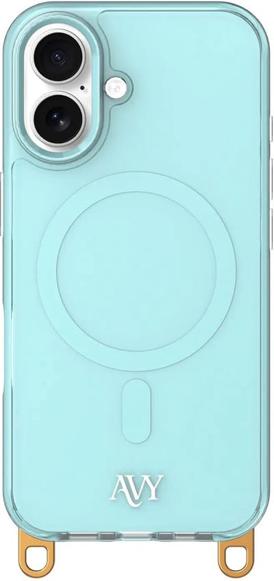 AVY Hoesje geschikt voor Apple iPhone 16 | Compatibel met MagSafe | Back Cover | Haakjes voor koord | Blauw