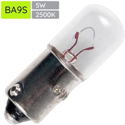 Signaallamp BA9S 6V 5W - 833 mAh - Per stuk - T10 Gloeilamp Ø10mm - 28mm - 2500K - Dimbaar