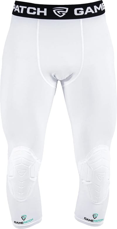 GAMEPATCH | 3/4 tights with knee padding | Wit | Maat S | Basketball | Handball | Urban Sports