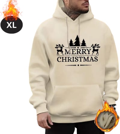 Bovista Kersttrui - Heren - Foute Kersttrui - Christmas Sweater - Cartoonprint - Kerst Sweater - Christmas Jumper - Hoodie - Abrikoos - XL