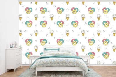 Behang - Fotobehang Patronen - IJs - Donus - Jongens - Kinderen - Kids - Breedte 345 cm x hoogte 220 cm