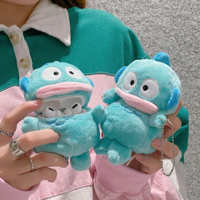 Schattige Cartoon Pluche Koptelefoonhoes Zachte Cover voor Draadloze Koptelefoons AirPods Pro blue