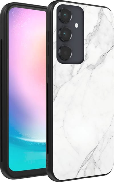 Smartphonica Telefoonhoesje voor Samsung Galaxy A24 4G met marmer opdruk - TPU backcover case marble design - Wit geschikt voor Samsung Galaxy A24 4G