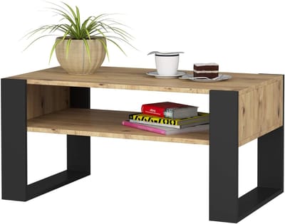 SP® Salontafel - Maximaal Gewicht 2kg - Salontafel Industrieel - Salontafels - Zwart en Bruin - 53cm x 92cm x 45cm