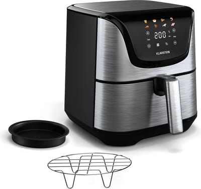 Klarstein AeroVital Deluxe Heteluchtfriteuse – 5L airfryer, 1700W, Touch-display, 8 programma's, Antiaanbaklaag, Cooltouch-behuizing, Timer & temperatuurregeling, Roestvrij staal