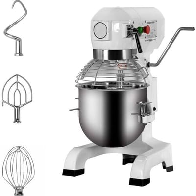 GGM Gastro Planetenrührmaschine - 20 Liter - 750 Watt - inkl. 3 Rühraufsätze Zilver