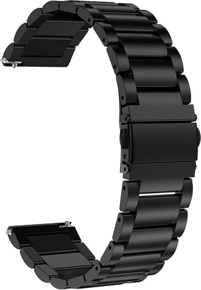 Zwarte Horlogeband - Band Aanzet 20 mm - RVS316l - geschikt voor smartwatches Samsung ,Huawei, ticwatch Amazfit ,Honor