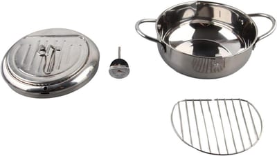 Roestvrijstalen Frituurpan - Friteuse Keukengereedschap - Thuis Frituren - Inductie Compatibel - 20 cm - Zilver