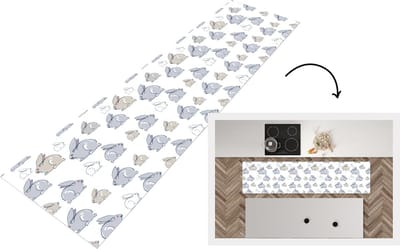 Keukenloper - Loper keuken - Patroon - Konijn - Oor - 200x50 cm - Keukenloper vinyl