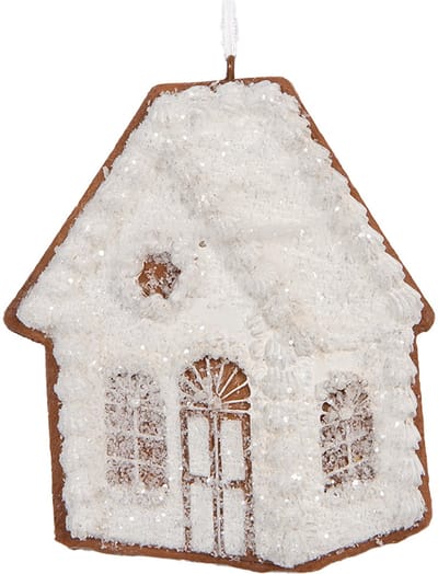 Clayre & Eef Kersthanger Gingerbread house 9x1x10 cm Wit Kunststof