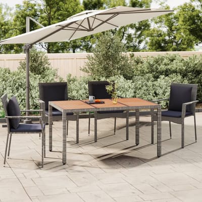 vidaXL - Tuintafel - met - houten - blad - poly - ratten - en - acaciahout - grijs