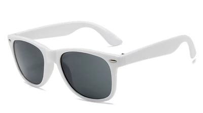 Classic zonnebril - Rechthoekig Wit Montuur - Zwarte Glazen - Vrijgezellenfeest | Bril Hipster Vintage Retro Dames Heren Vierkant Rechthoekige Classic | Carnavalsbril | Festival bril| Retro Zonnebril | Zonnebril Heren | Zonnebril Dames | Wit