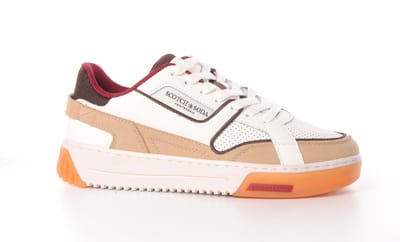 SCOTCH&SODA HEREN SNEAKER NEW CUP LEDER EN SU7DE BEIGE/BRUIN