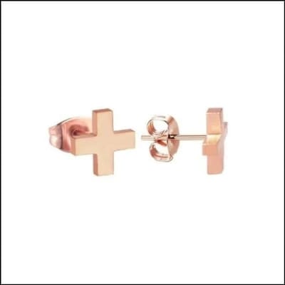 Aramat Jewels | Oorbellen | RVS kruisjes oorbellen | Rosékleurig / 8mm | | | Staal | Kinderen, Volwassenen | Verkleurd niet