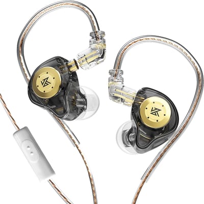 KZ EDX Pro – écouteurs intra-auriculaires avec moniteur de scène, double unité dynamique magnétique, oreillettes anti-choc et basses With Mic noir