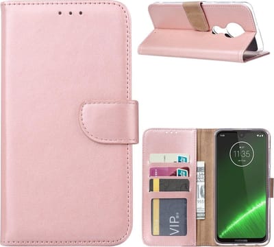 Bookcase Geschikt voor: Motorola Moto G7 Play - Rose Goud - portemonnee hoesje