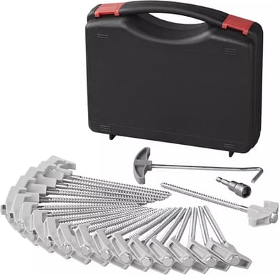 ProPlus Tentharingen 20cm - Schroefbaar Metaal - Kunststof Haak - Schroefkop - 20 Stuks met Koffer