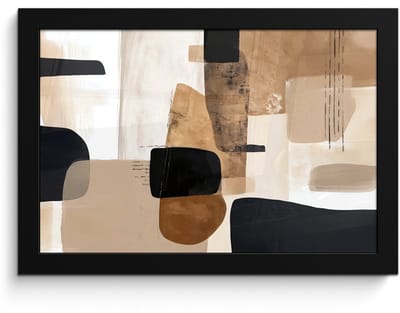 Poster in lijst - Fotolijst 30x20 cm - Posters - Vlakken - Abstract - Zwart - Strepen - Posterlijst zwart - Decoratie - Wanddecoratie woonkamer - Muurdecoratie slaapkamer