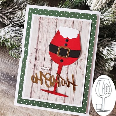 Kerst Wijn Glas Stansmallen voor Scrapbooking, DIY Kaarten en Decoratieve Embossing, Snij- en Stencil Gereedschap voor Creatieve Projecten