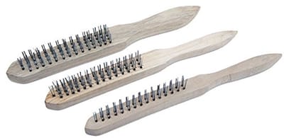Draadborstelset 3-delig voor roestverwijdering - Handborstel met houten handvat