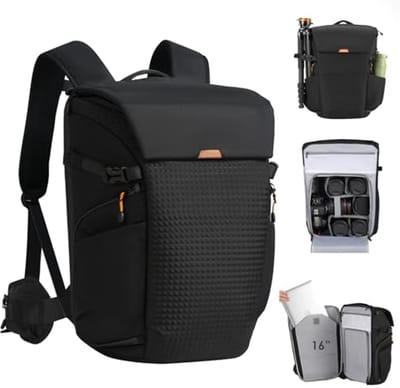 Professionele waterdichte camerarugzak met 16 inch laptopvak en regenbescherming