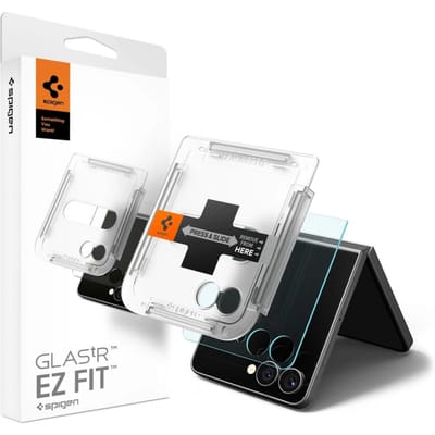 Spigen Screen Protector Geschikt voor Samsung Galaxy Z Flip 8 / Flip 7 - EZ Fit GLAS.tR - 9H Tempered Glass - Case Friendly - Gemakkelijke Installatie - 1-Pack