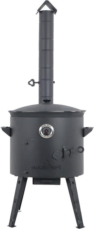 Buitenoven Kazan Set - Vuurhaard Kazan - Buiten Koken - Dikke Wand Staal - 40 cm - Zwart