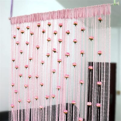 Deurgordijn - Deurkozijngordijn met kwastjes - 100×200 cm - Privacygordijn - Raam - Decoratie - Kastgordijn - Eenvoudige installatie - Kralengordijn - Geschikt voor slaapkamers, woonkamers, bruiloften, feestjes en huisdecoratie - Roze